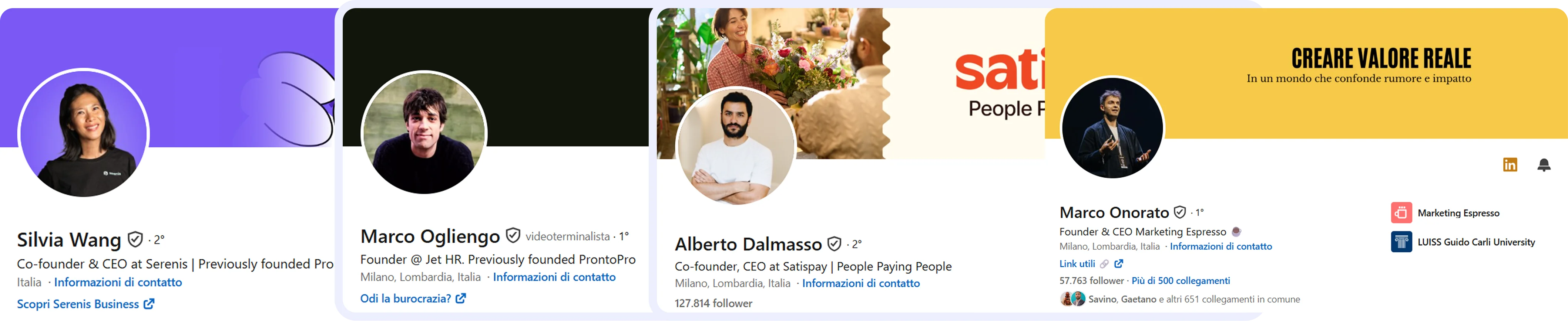 Preview dei banner LinkedIn disponibili